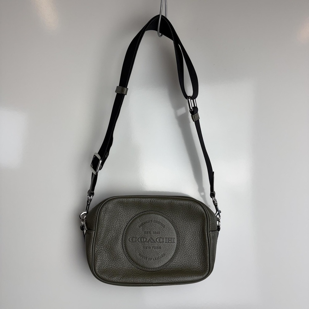 Coach Crossbody Bag Mens Small Green Leather Embossed Logo C3283